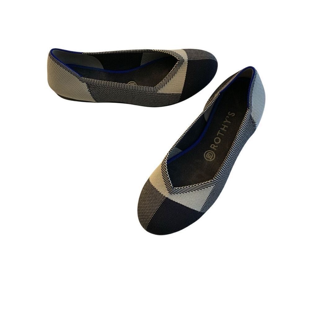 Rothy's The Flat Cap Toe black white women's size 8.5